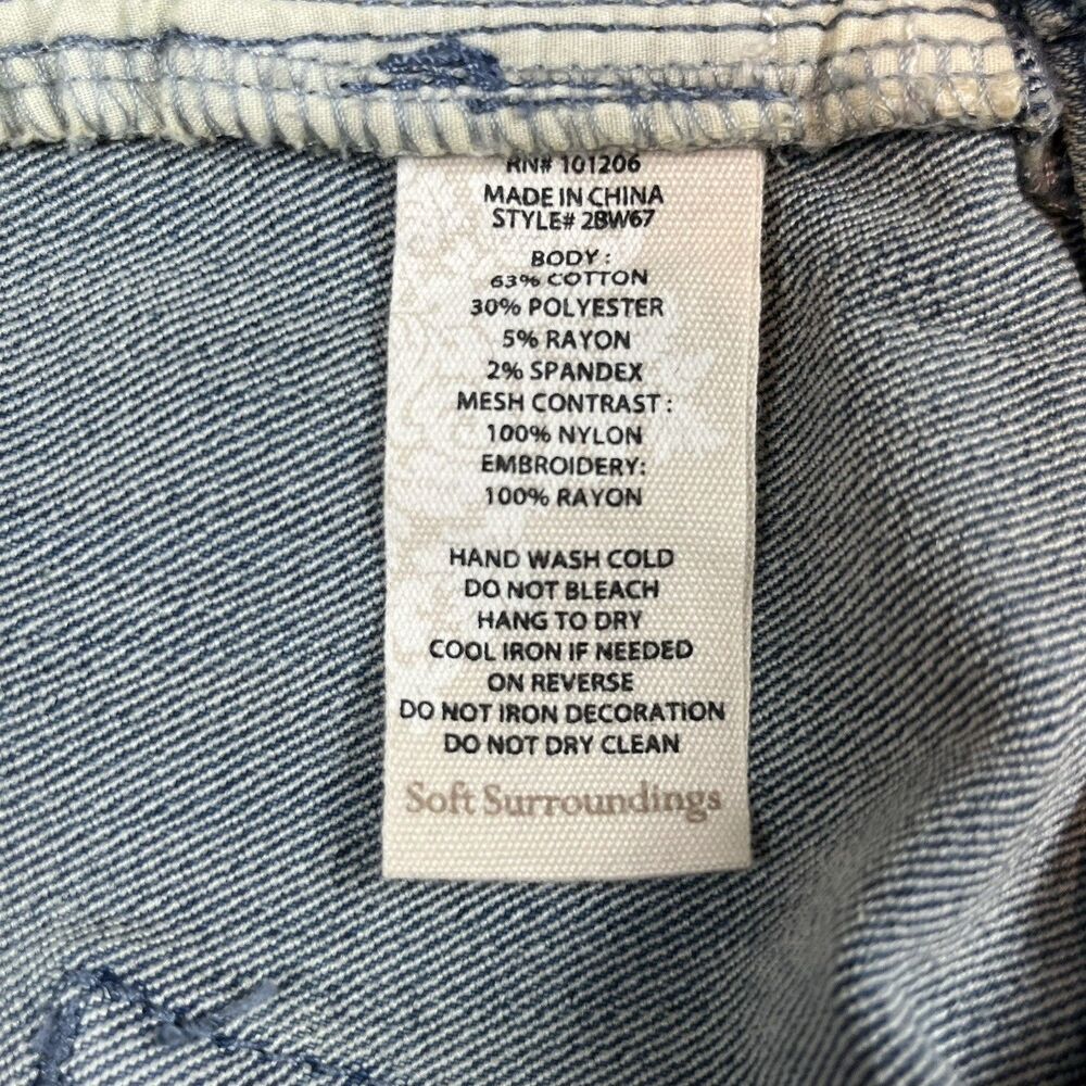 Soft Surroundings EUC Embroidered Jeans Womens 14 Blue‎ Floral Beaded 2BW67 - Picture 6 of 7